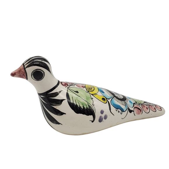 Tonala Ceramic Bird Figure Hand Painted Mexican Pottery Signed Folk Art Figurine - Picture 5 of 10